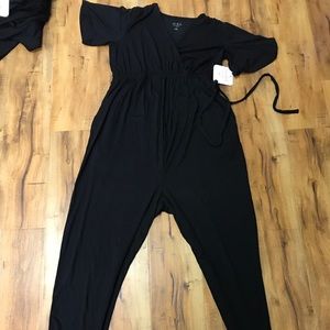 Black Tie Front Maternity Jumpsuit